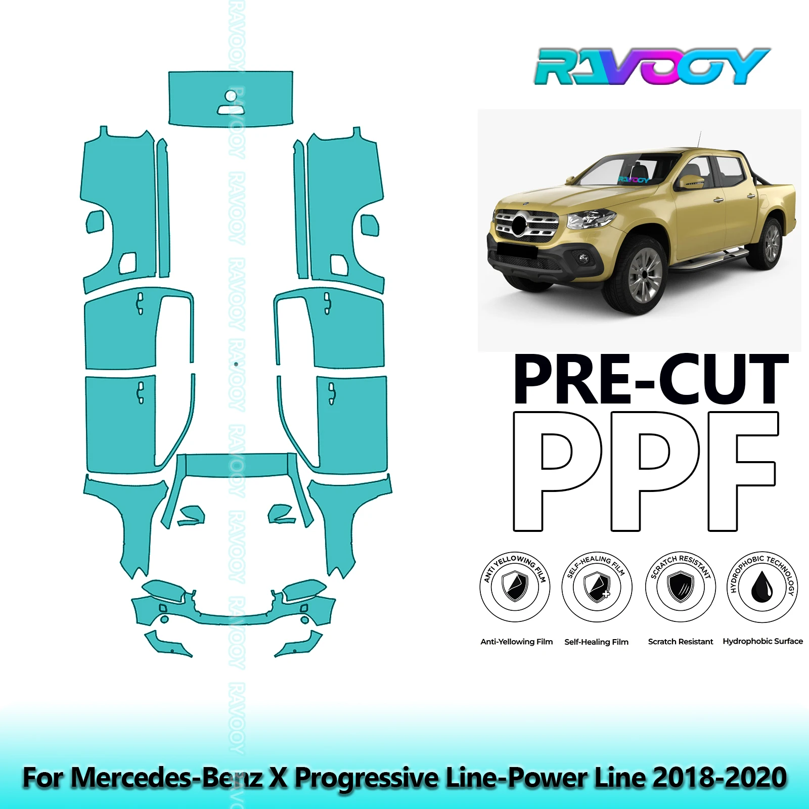 

Full Vehicle Clear Bra Precut PPF Paint Protection Film For Mercedes-Benz X Progressive Line-Power Line 2018-2020