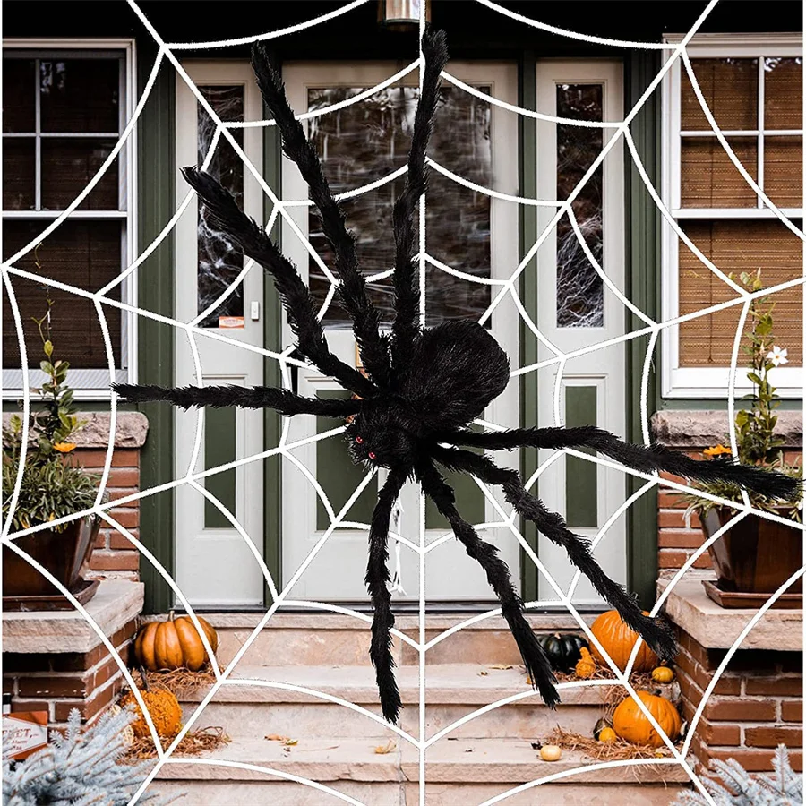 150/250cm Black White Halloween Spider Web Giant Stretchy Cobweb For Home Bar Decor Haunted House Halloween Party Outdoor Decor