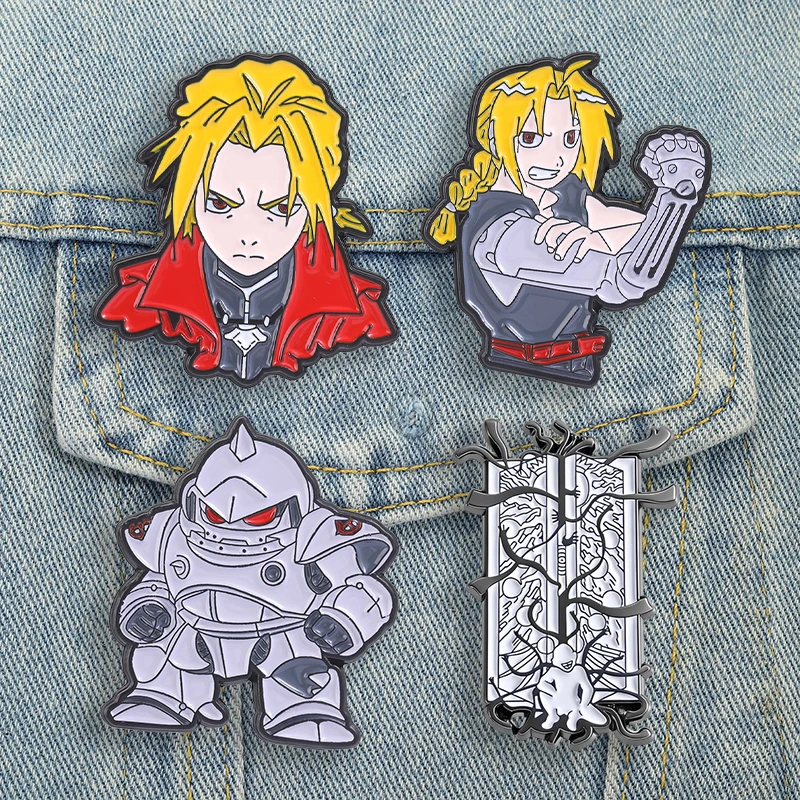 Otaku Enamel Pins Anime Edward Brooches Human Transmutation Circle Lapel Badges Manga Fans Jewelry Gift for Friends