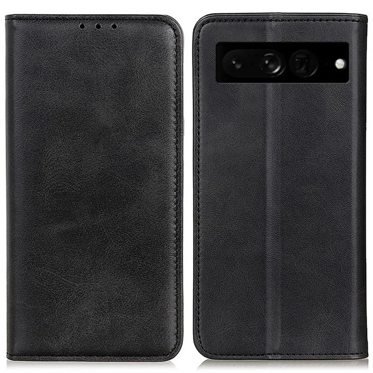 

For Google Pixel 7 Pro 5G Magnetic Auto-absorbed Phone Cover Split Leather Stand Wallet Protective Case - Black