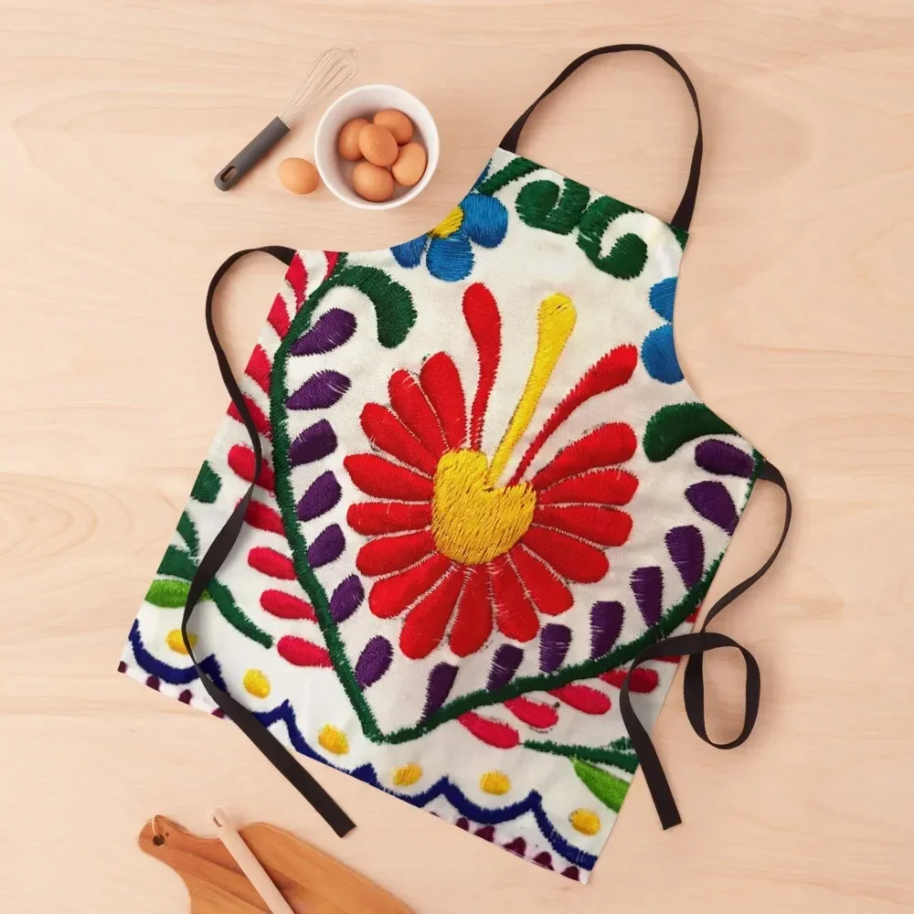 

Mexican Flowers Apron Household Items Useful Chef Uniform Women's Dress Men kitchen Apron