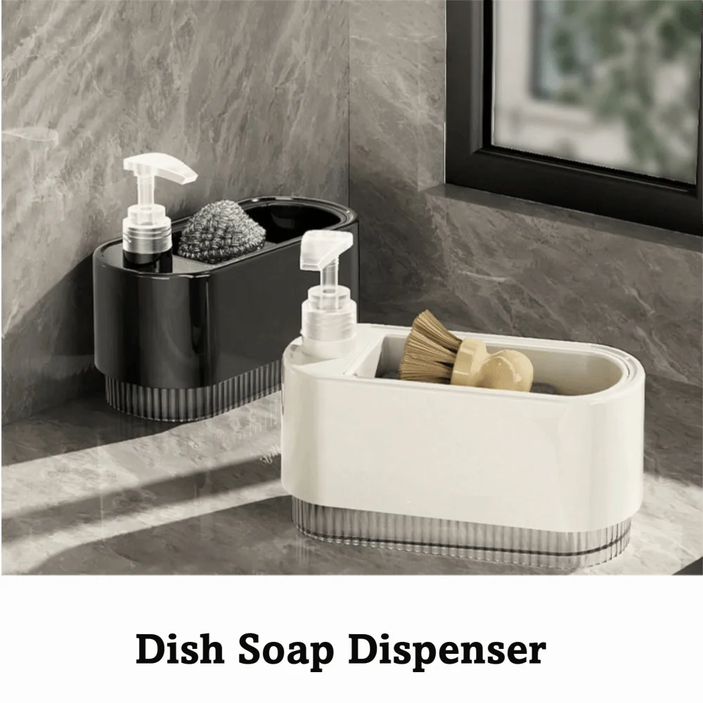 

Plastic Kitchen Soap Dispenser with Sponge Holder Hand Soap Pump Detergent Dispenser Leak-Proof Cleaning Tool