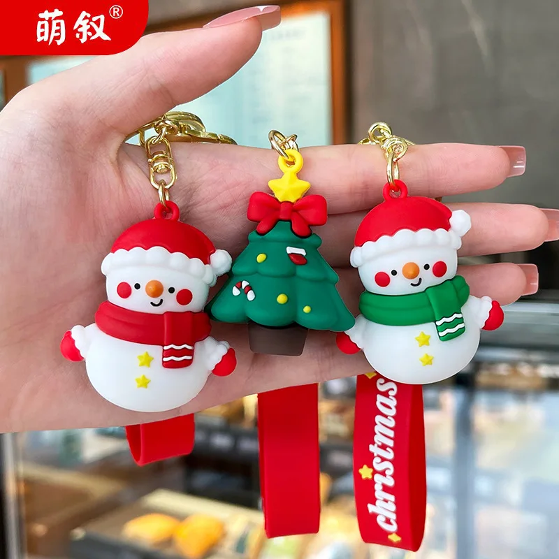 Cartoon Cute Christmas Snowman Keychain Santa Claus Gingerbread Man Pendant Backpack Car Key Chain Festival Gifts Wholesale