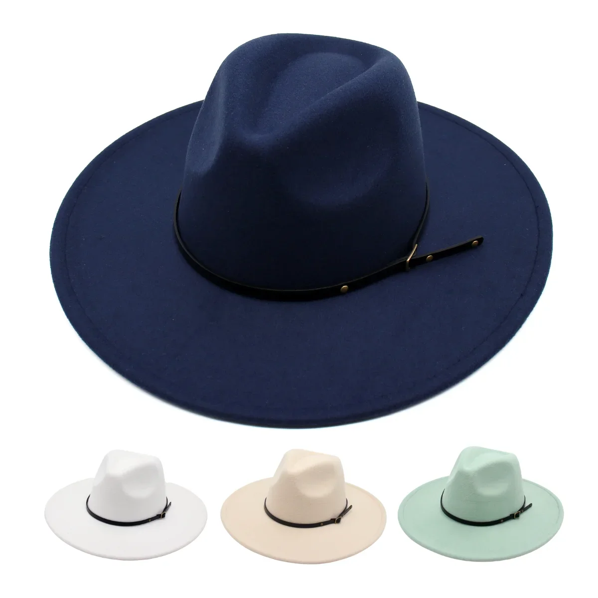 

9.5cm Large Wide Brim Water Drop Top Fedoras Unisex Vintage Women Felt Hat British Classic Jazz Men Hats Winter Autumn Dress Hat