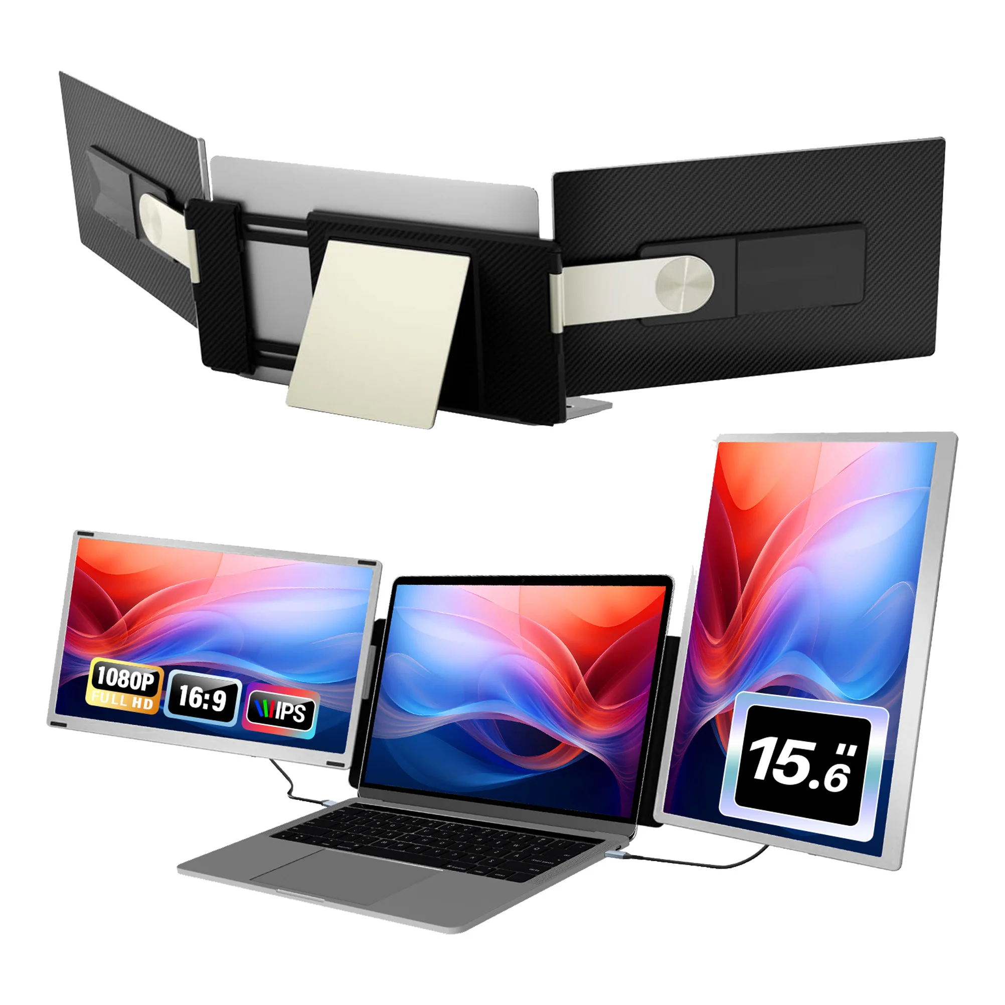 with 1 Cable Gaming Monitors 60hz High Brightness Laptop Multi Screen Portable Monitors for Laptops Triple Screen
