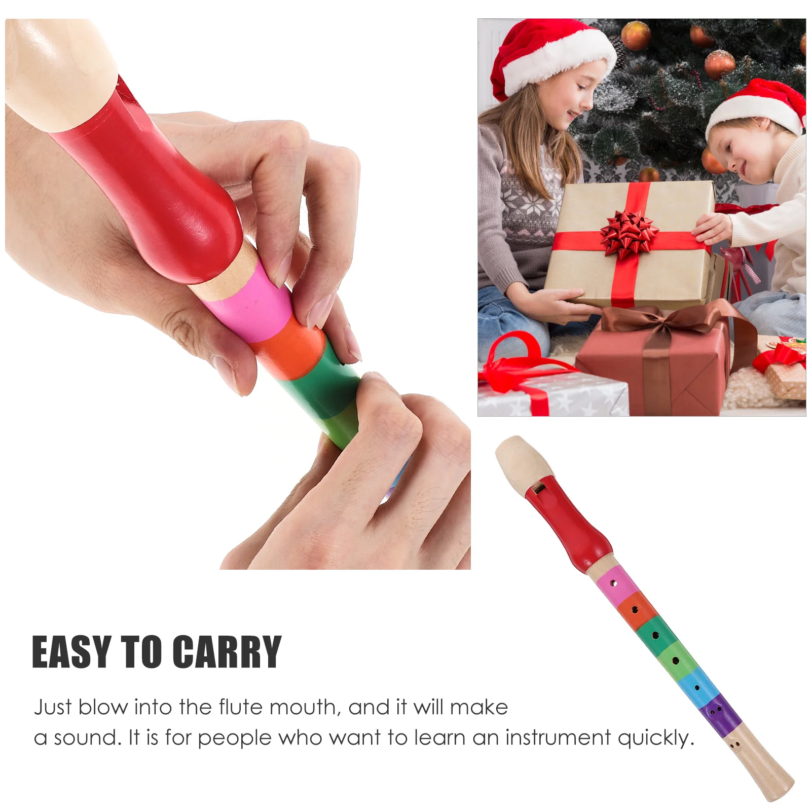 

High Pitch Recorder Flute 8 Hole Wood Soprano Wind Instrument For Kids Beginners Music Practice Tool