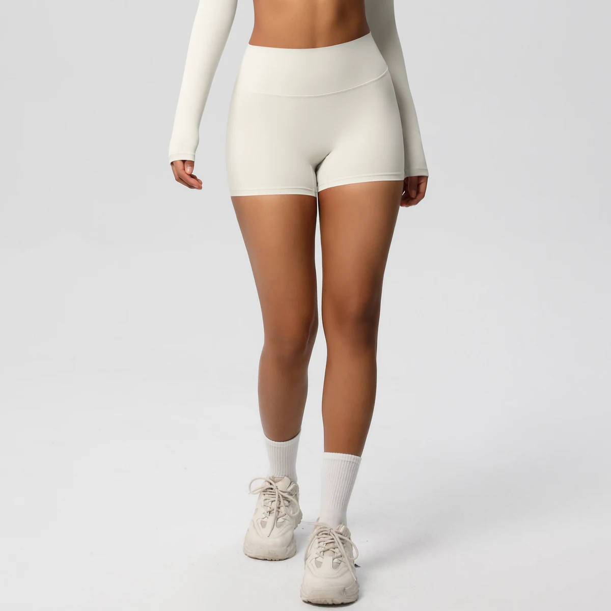 Damen-Sportshorts, Yoga-Shorts, nacktes Gefühl, hohe Taille, Yoga-Shorts, Push-Up, Fitness-Leggings, Bauchkontrolle, Yoga, schmale Shorts – Detail 22
