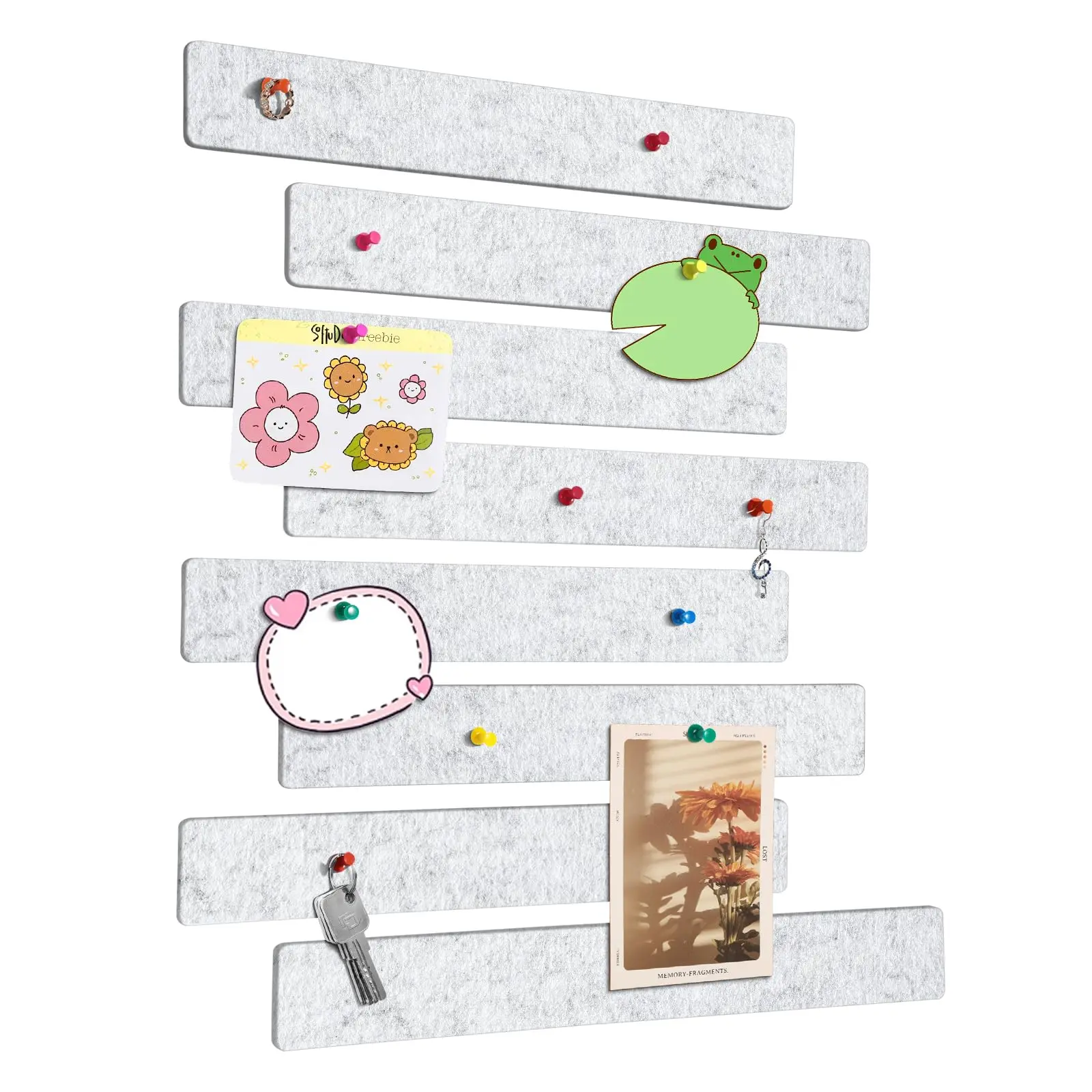 8Pcs Felt Pin Board Bar Strips Self-Adhesive Lightweight Bulletin Board Strips For Memo Schedule Photo Display Wall Decoration
