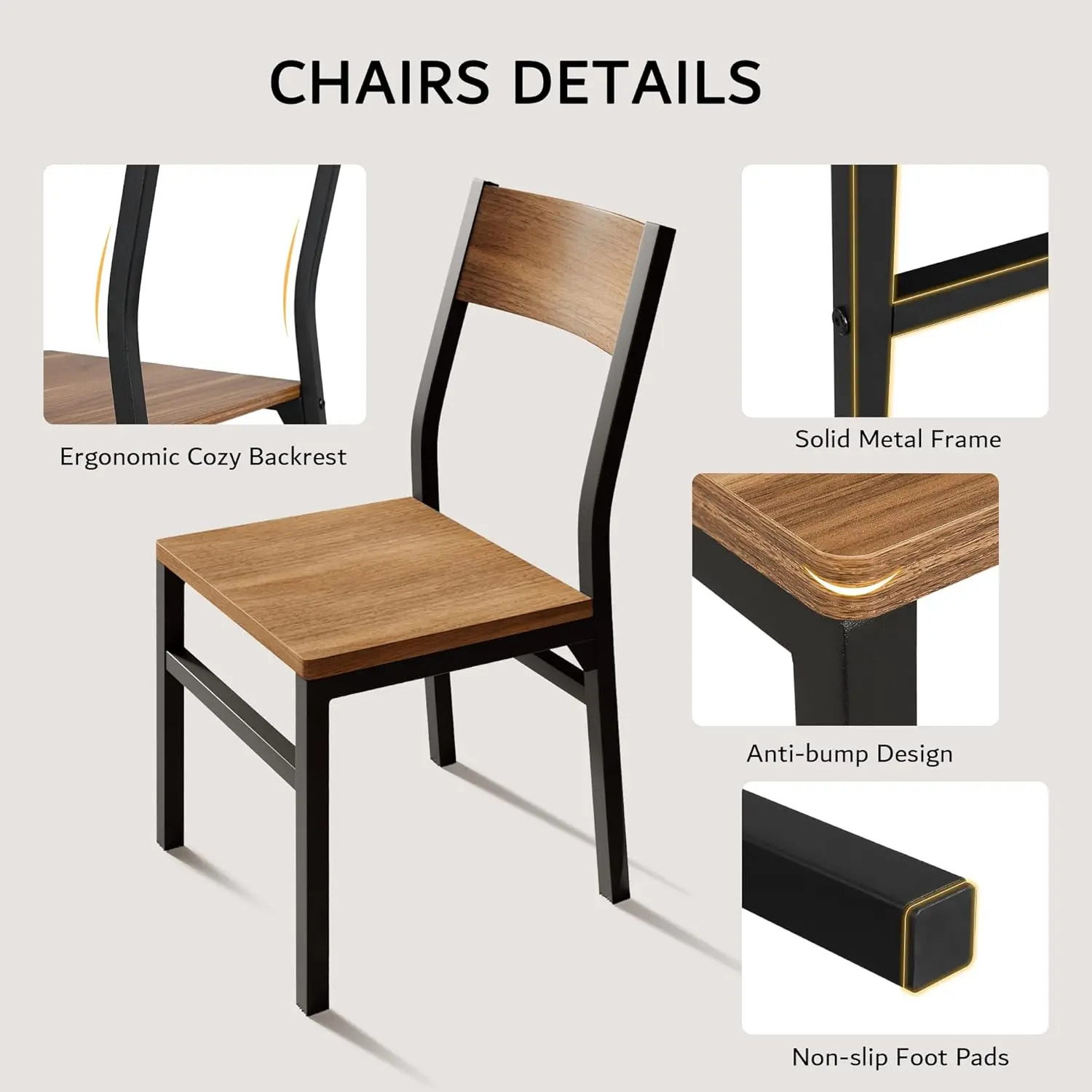 7-Piece Dining Table Set with 6 Chairs, 63" Extendable Kitchen Table & Chairs Set for 4-6, Dining Room Table with Metal Frame &