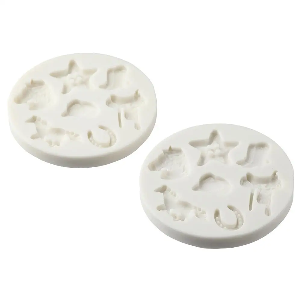 

2 шт., силиконовая форма в западном ковбойском стиле, белая форма 8,2*1 см, форма для западного шоколада, ковбойская форма для шоколада, форма для шоколада