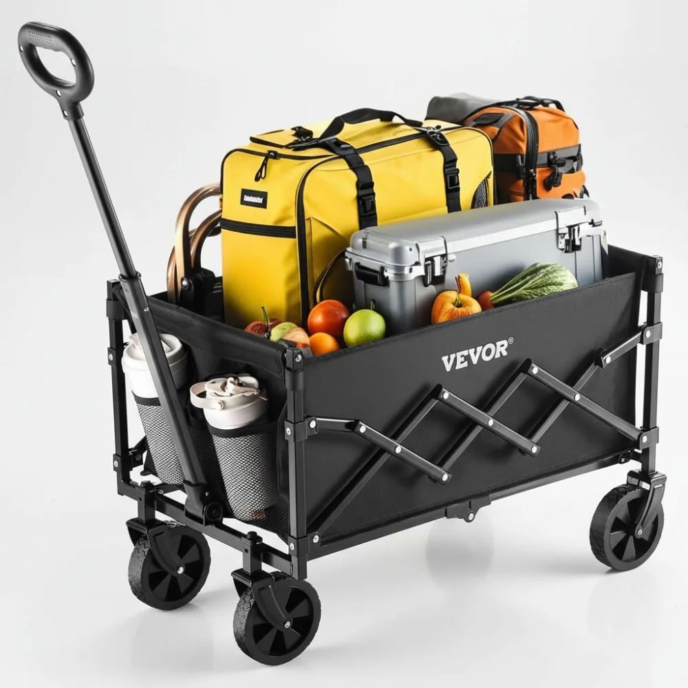 

Collapsible Folding Wagon Cart with 225lbs Capacity, Lightweight Portable Utility Cart for Shopping Camping Sports Garden