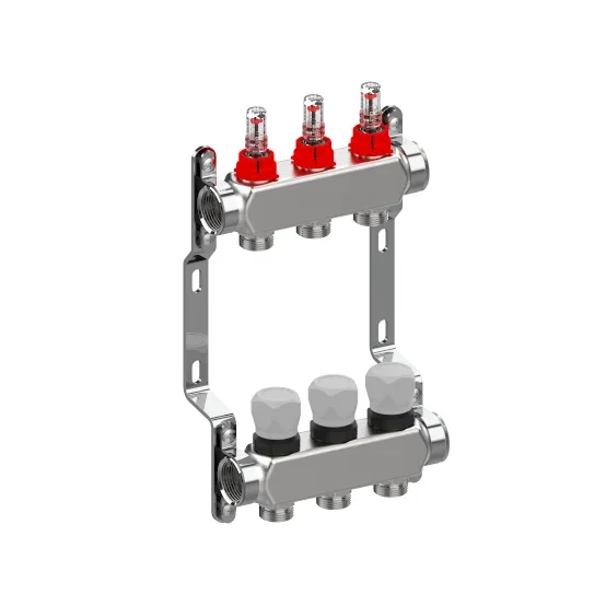 Brass Nickel Coated Stainless Steel Water Hydronic Radiant Underfloor Heating Circuit Flowmeter Complete Manifold