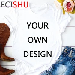 Customize Your Like Photo or Logo Your OWN Design T Shirt Men Unisex White Pink T-shirt Casual Short Sleeve Tshirt Top Tees Male