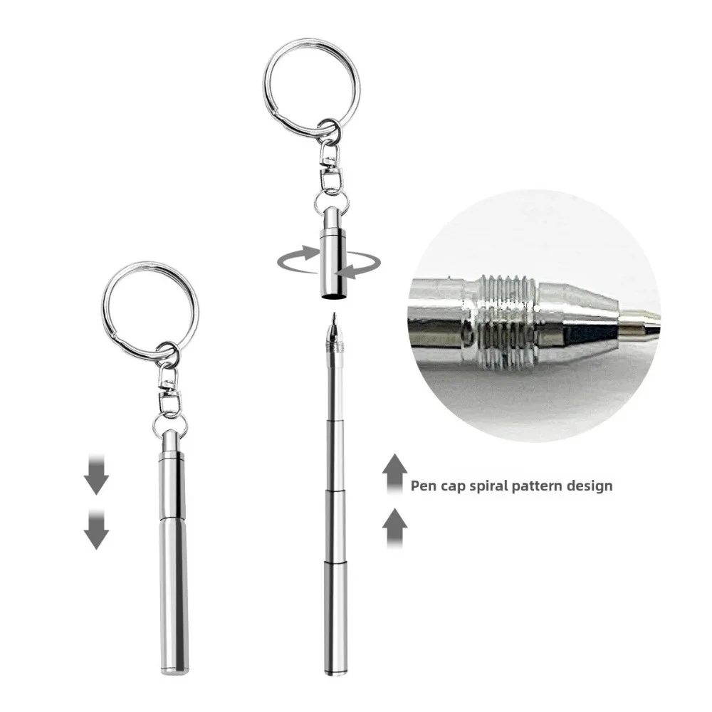 6.3cmPortableTelescopicTool ปากกาปากกาลูกลื่นปากกาสร้างสรรค์พวงกุญแจโลหะสแตนเลส Ergonomic Ball สํานักงานโรงเรียน Mini พวงกุญแจ
