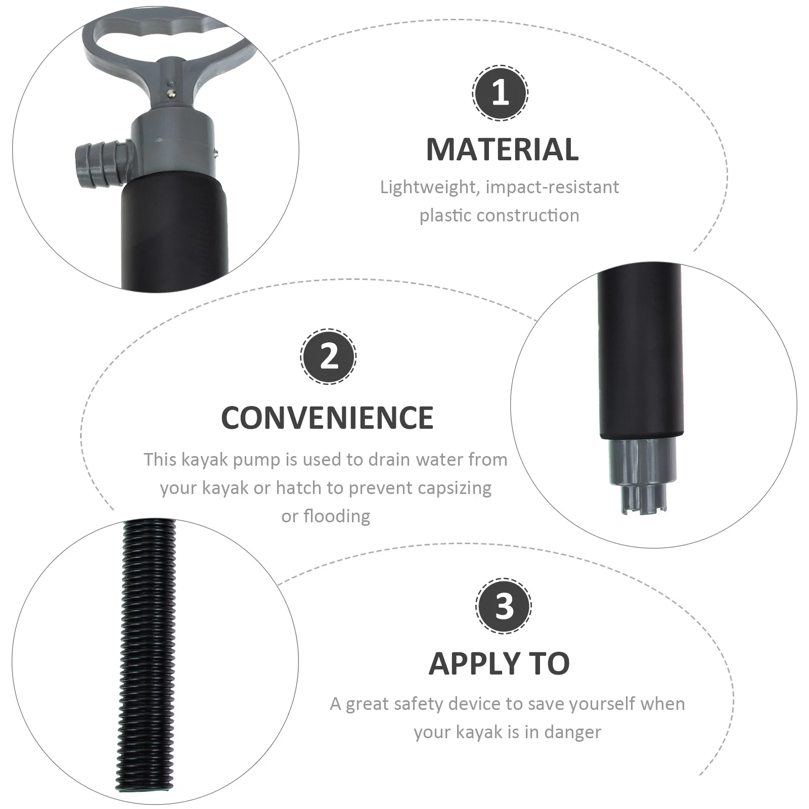 

Effortless Kayak Bilge Pump Manual Water Pump Kit for Long Time Use 1Set Bilge Pumps for Boats Kayak Supplies Canoe Accessories