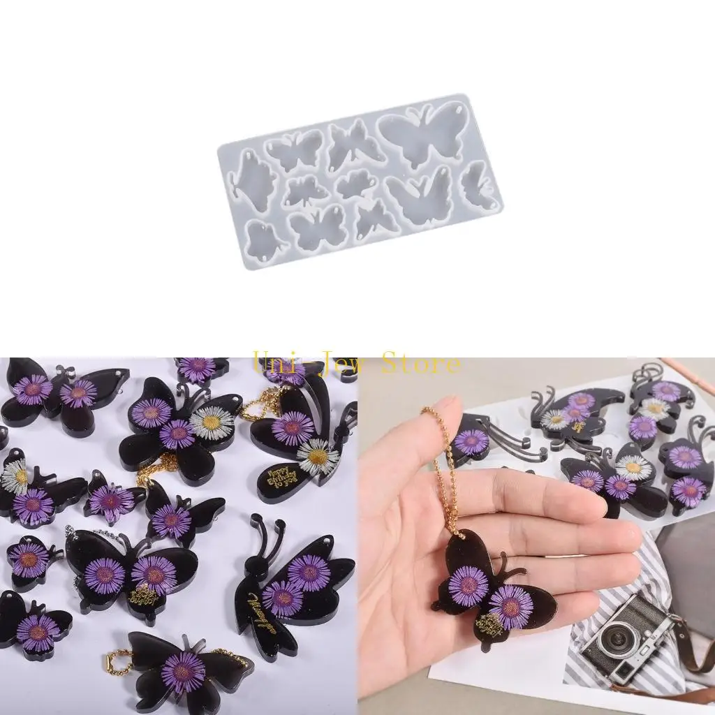 

40GB Keychain Pendant Molds with Hole for Butterfly DIY Earring Pendant Silicone Mold