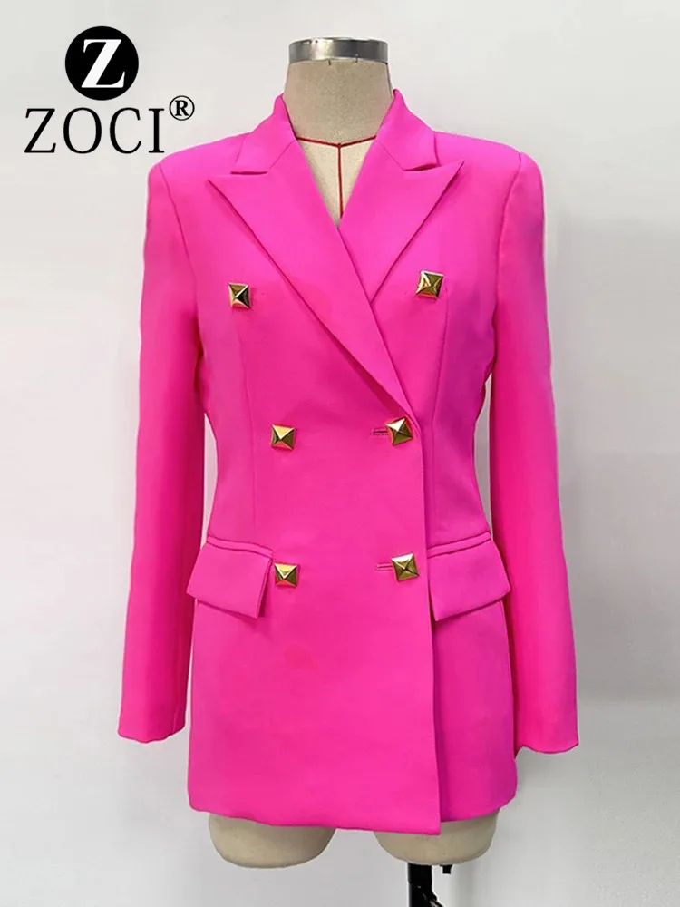 [zoci] High End Design Pink Suit Star Style Professional Temperament Long Sleeved Mid Length Jacket New