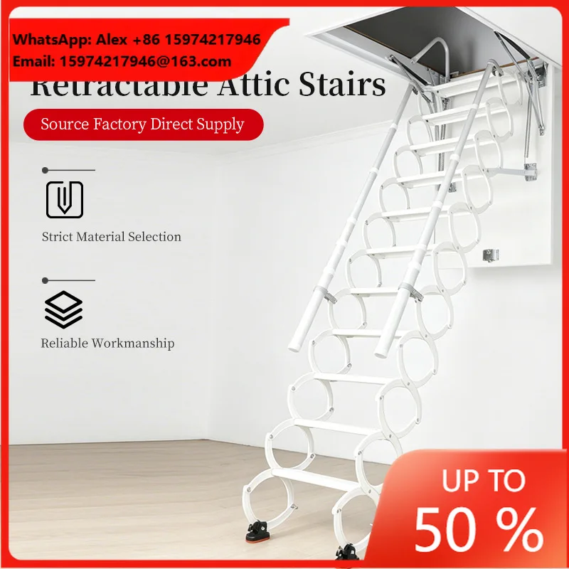 Aluminum Electric Attic Foldable Ladder Escalera Metal Stairs Save Space And Be Easy To Store Suitable For Residential Villas
