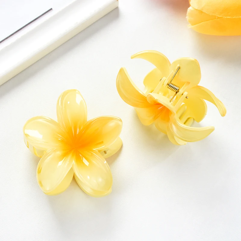2Pcs 8CM Hawaiian Flowers Hair Clip Claw Headwear Accessories Acrylic Hairpin Crab Summer Birthday Party Decoration Wedding Gift