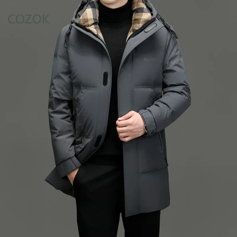 Milk Silk Hooded Men's Down Jacket Designer Clothes Men Warm Winter Men Down Jacket 2024 Long Sleeve Male Coat Men's Clothing