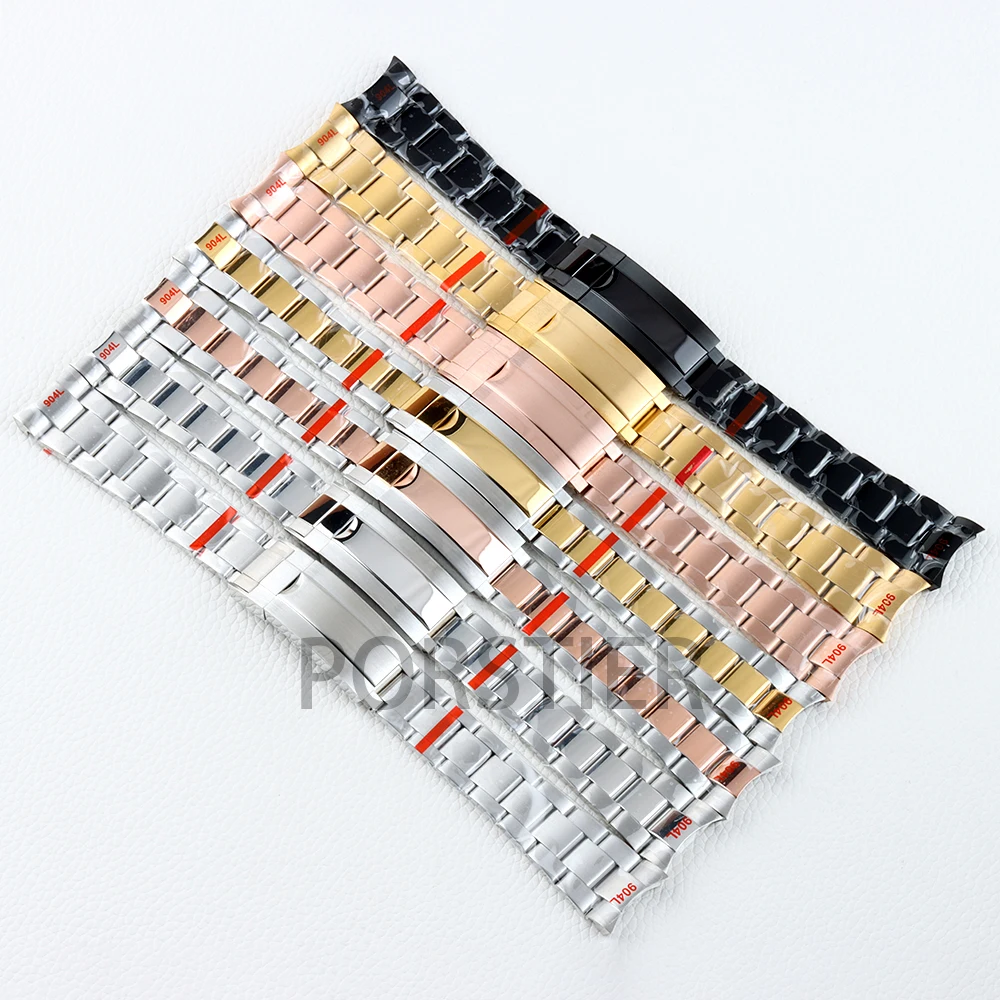 

20mm Width Oyster Polished/Brushed Bracelet Solid 316L Stainless Steel Watchband Folding Buckle for SUB/GMT/Datejust Watch Parts