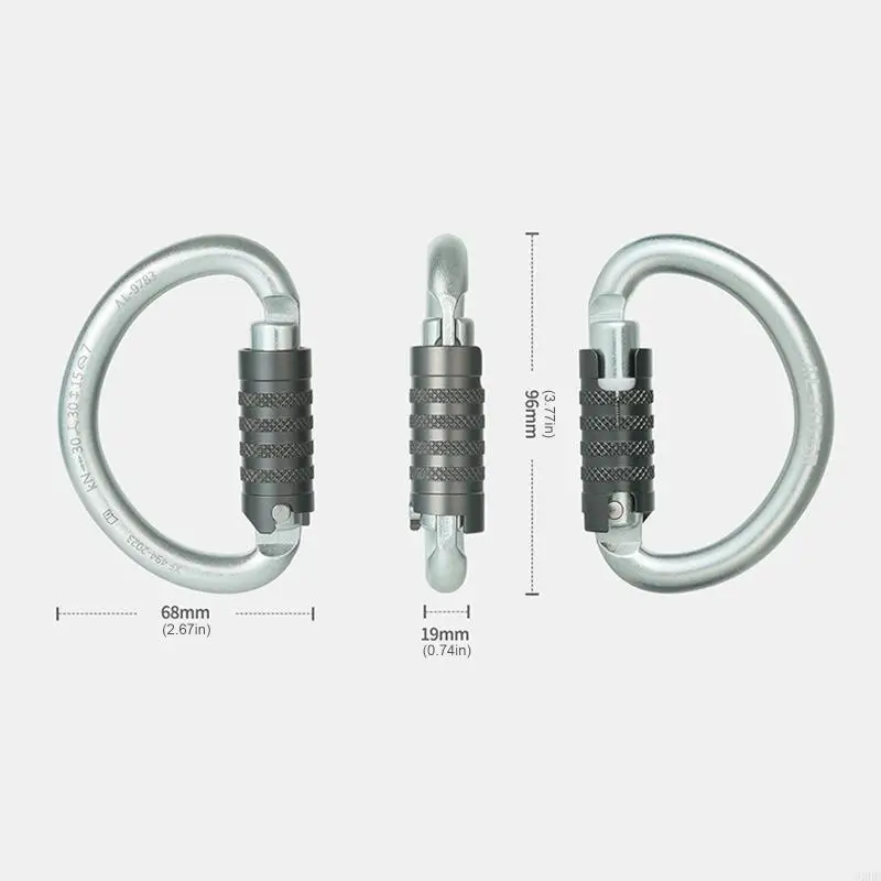 Leichter, tragender Aluminiumkarabiner, sicherer, automatisch verriegelnder Karabiner für Wandern, Camping und Industriearbeiten – Detail 6