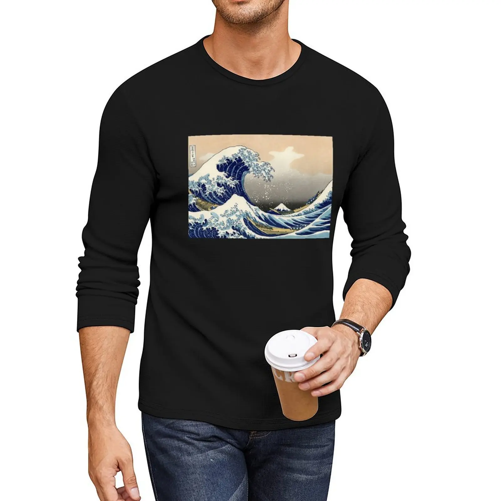 

Graphic Ocean Wave Gift Hokusai Japanese Wave Design With The Great Wave Off Kanagawa Art Long T-Shirt