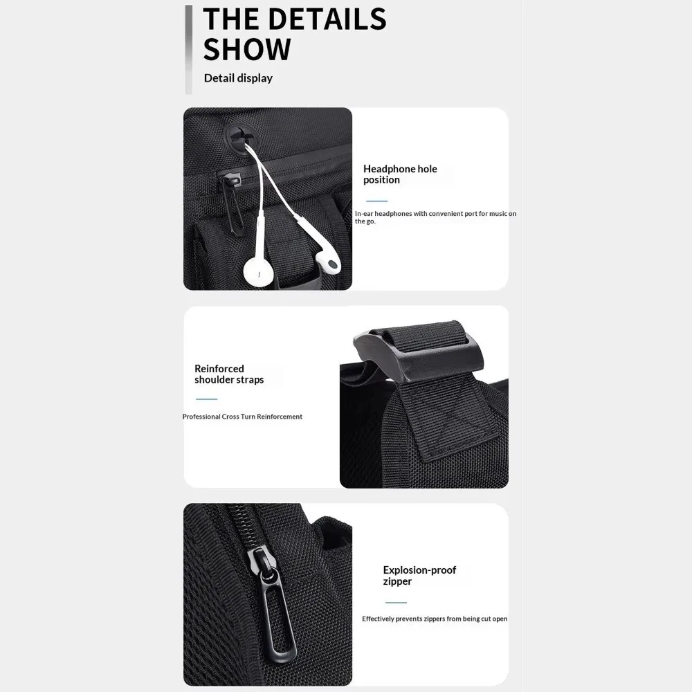 Adjustable Sports Vest Bag Multi-functional Water Resistant Multi-functional Chest Bag Oxford Cloth Lightweight