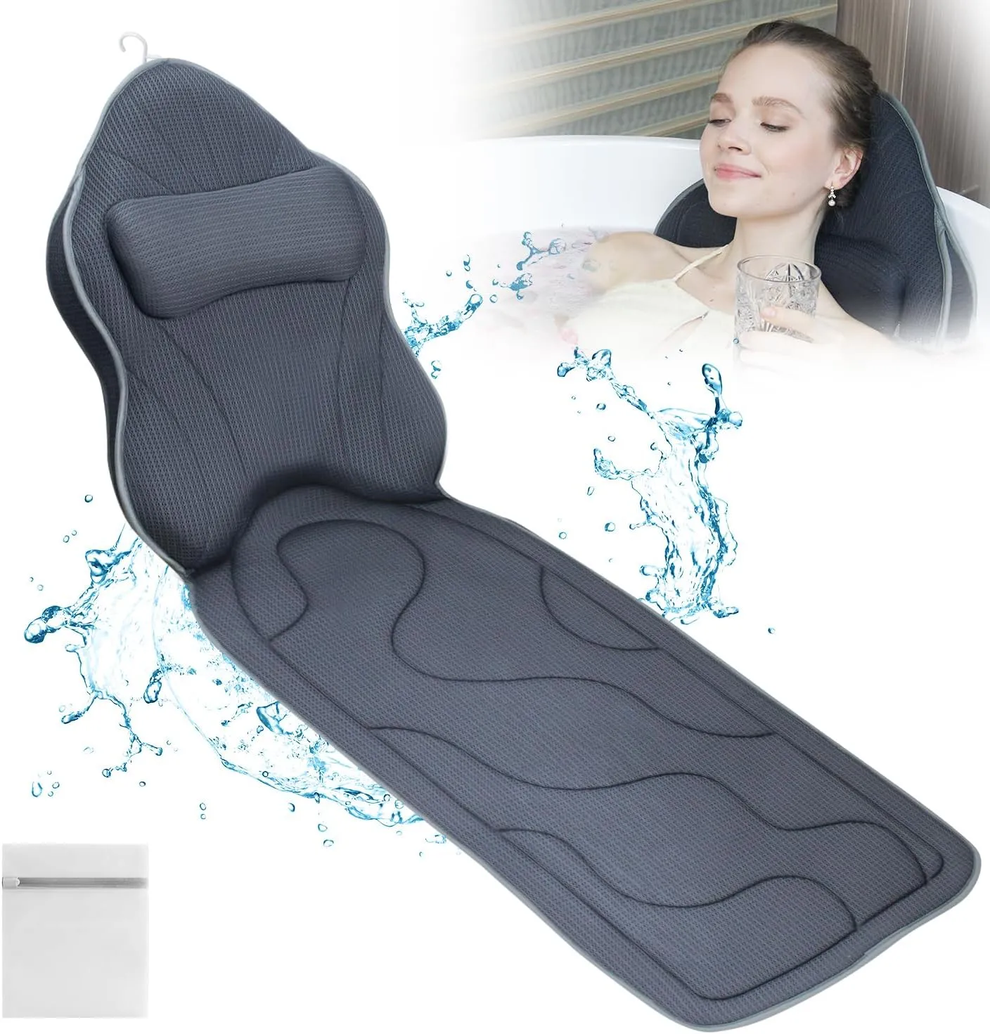 

Luxury Bath Pillow & Mat Set for Ultimate Comfort & Relaxation in Gray