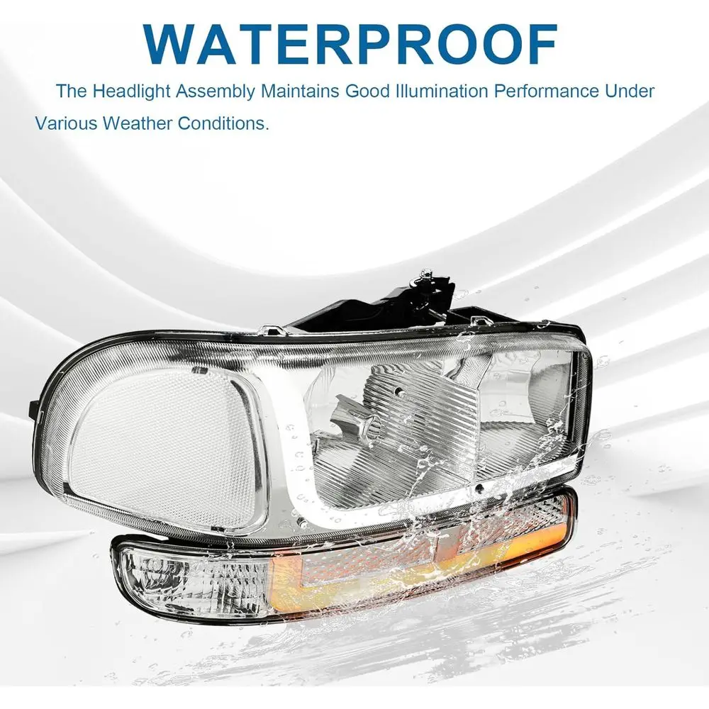 Fari LED con alloggiamento cromato con riflettore trasparente per GMC Sierra 1999-2007 e Yukon XL 1500 2500 2000-2006