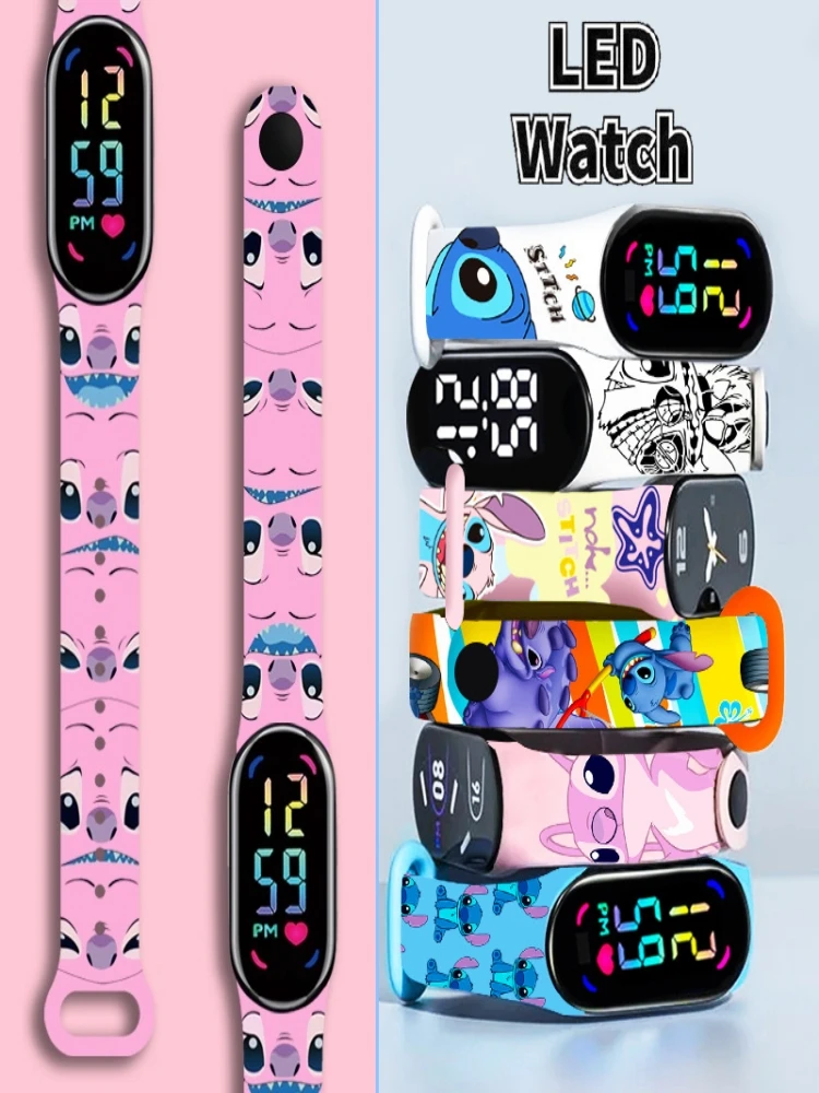 

Disney Stitch Children Watches Waterproof Sport Touch Screen Watch for Women Waterproof Digital Clock Bracelet Exquisite Gifts