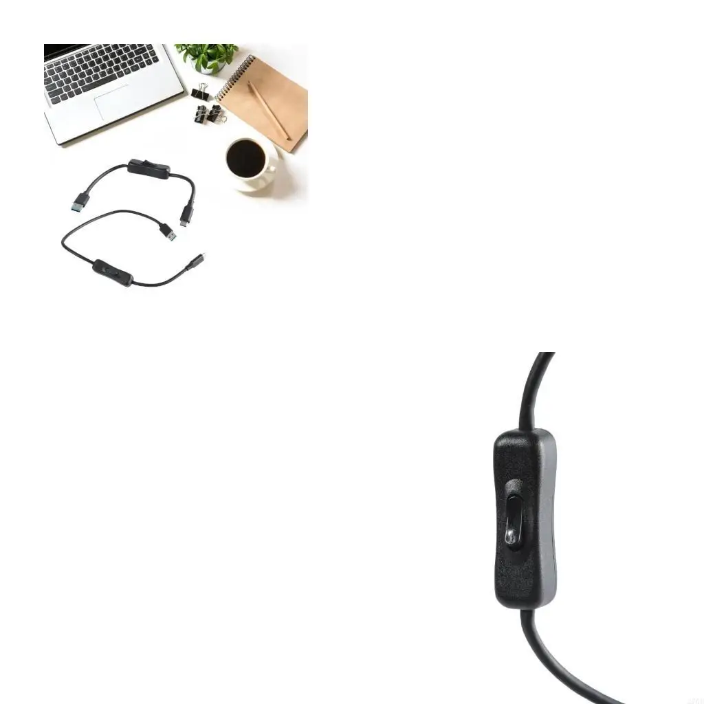 

30/50cm USB to Type C Extension Cable Male to Male Power Adapter Charging Cord with Power Switches for LED Light