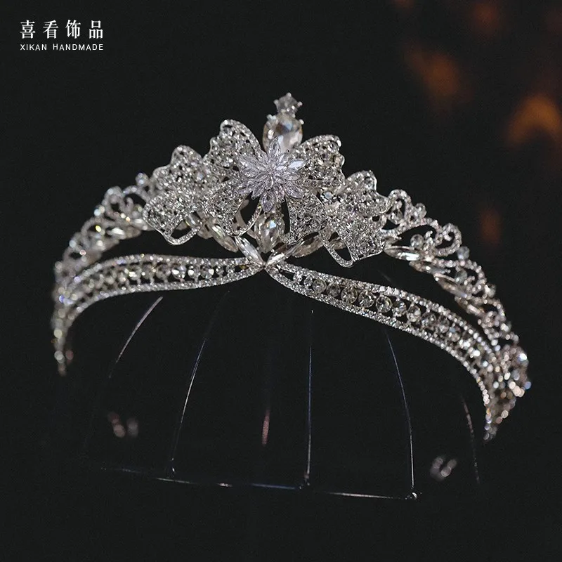 CC Exquisite Crowns Women Hair Accessories Bridal Headpiece Engagement Hairwear Engagement Jewelry Bow-knot Shape Tiaras AN061