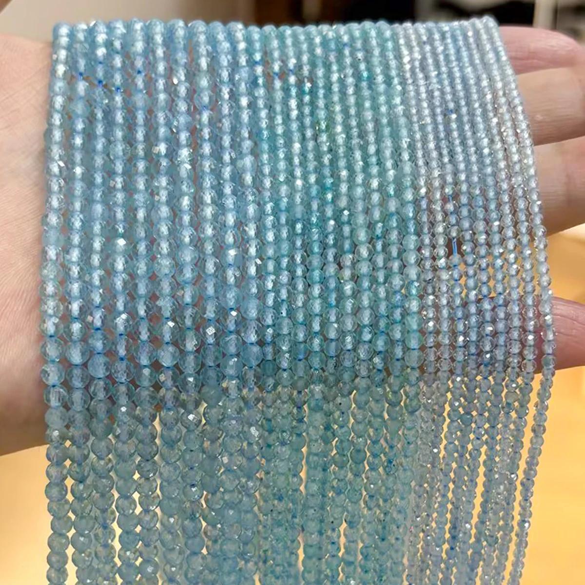 JD Glossy Cut Natural Blue Topaz Faceted Loose Beads Transparent Crystal Beads for Jewelry Design & Ornament Inlay