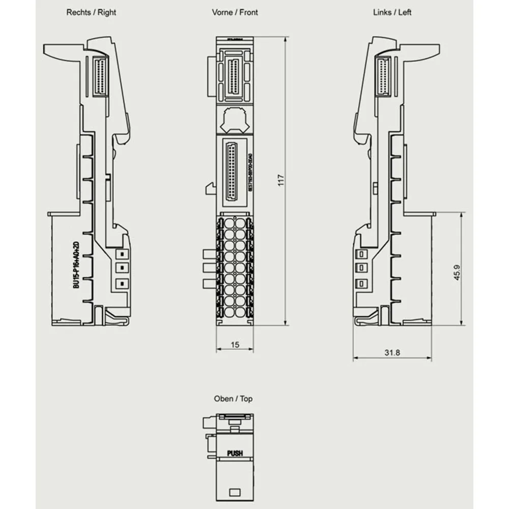 وحدة وحدة قاعدة PLC صناعية 6ES7193-6BP00-0DA0 مع 16 محطة دفع، تصميم مدمج لمجموعة تحميل جديدة لنظام التشغيل الآلي