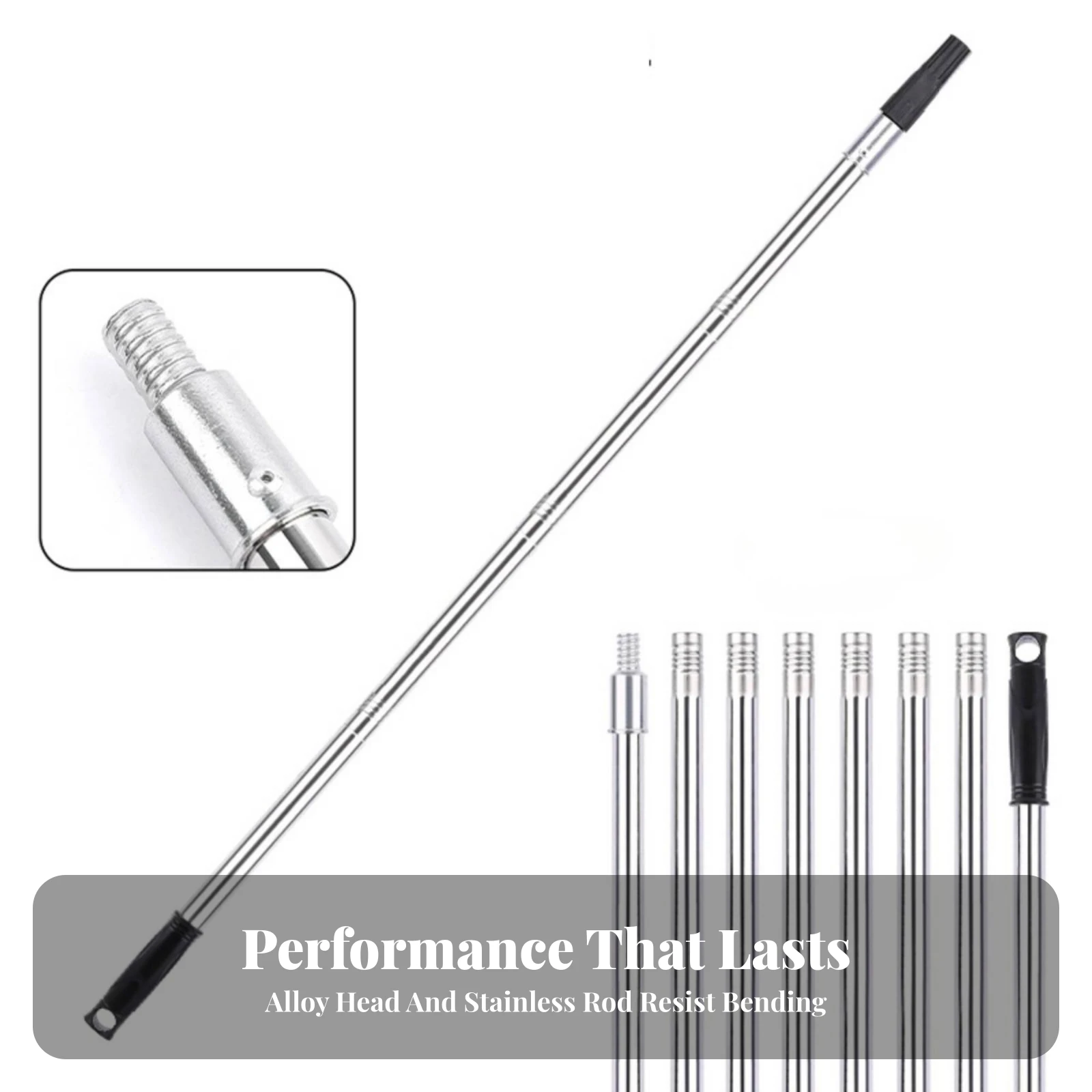 Extension Rod with Threaded Head and Ribbed Grip Long-Lasting Segmented Paint Roller Extension Pole Painting Tool Portable