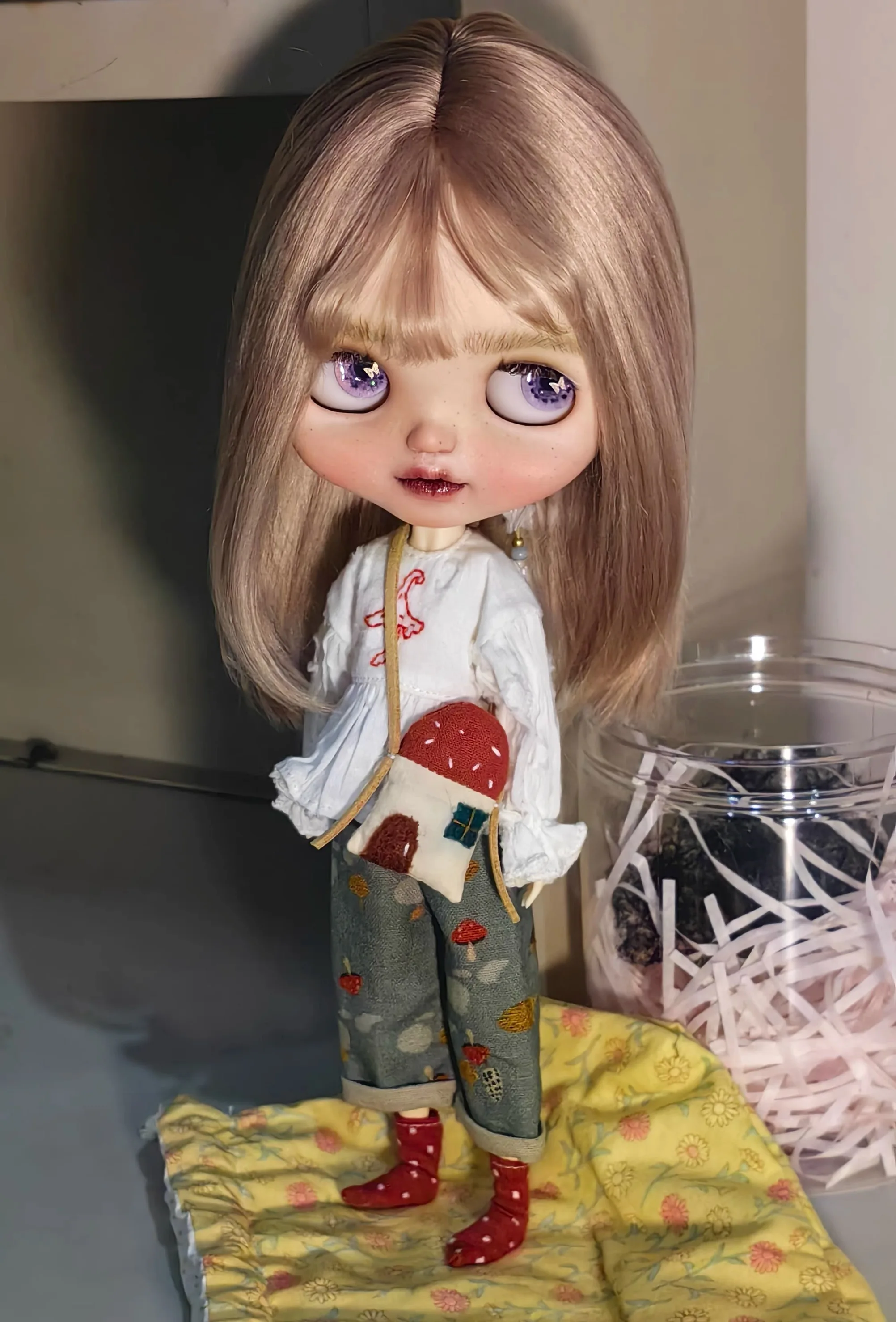 Dula Doll Clothes Dress pantaloni a gamba dritta ricamati a fungo Blythe ob24 Azone Licca ICY JerryB 1/6 accessori per bambole Bjd