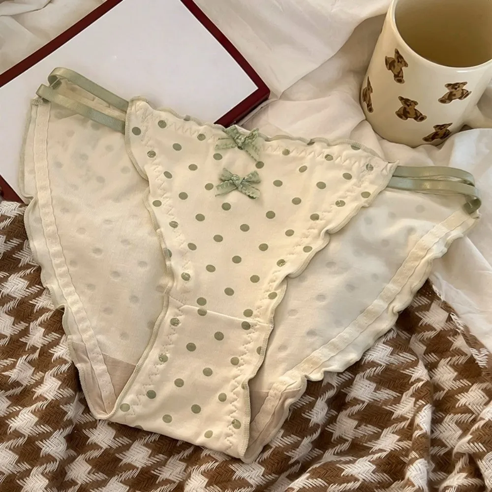

Underpants Modal Polka Dot Panties Elastic Strappy Cute Bow Briefs Soft Sweet Women Underwear Girls