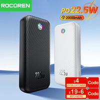 Rocoren 22.5W 20000mAh Power Bank QC PD 3.0 Fast Charge PowerBank Portable 10000mAh External Battery For iPhone 16 Pro Xiaomi mi