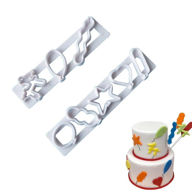 Balloon Cookie Cutter Plastic Biscuit Baking Fruit Knife Kitchen Cake Mold Tools Strips Embossing Printing