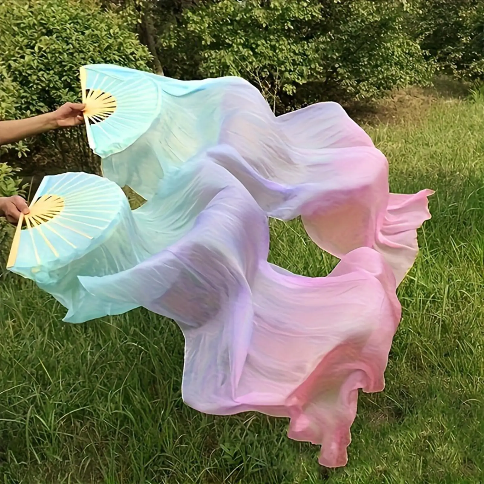 2 pcs Dance Fans Faux Silk Veil Props Stage Performance 150cm Flow Pairs Dancing Streamers for Dancers Beginners Professionals