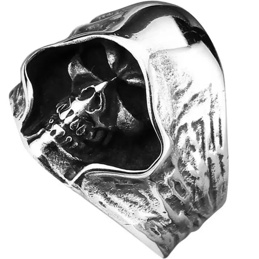New Bully Retro Trend Men's Ring Large Casting Death Skull Reaper Punk Ring Street Niche Fashion Ring Jewelry Party Jewelry Gift