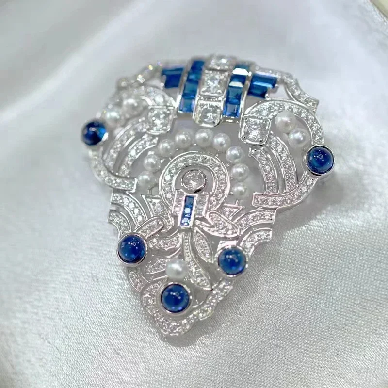 

RUIF 2023 Elegant 40×45mm S925 Silver Zircona 5A Pearl Shield Brooch Gemstones Jewelry for Woman Gift