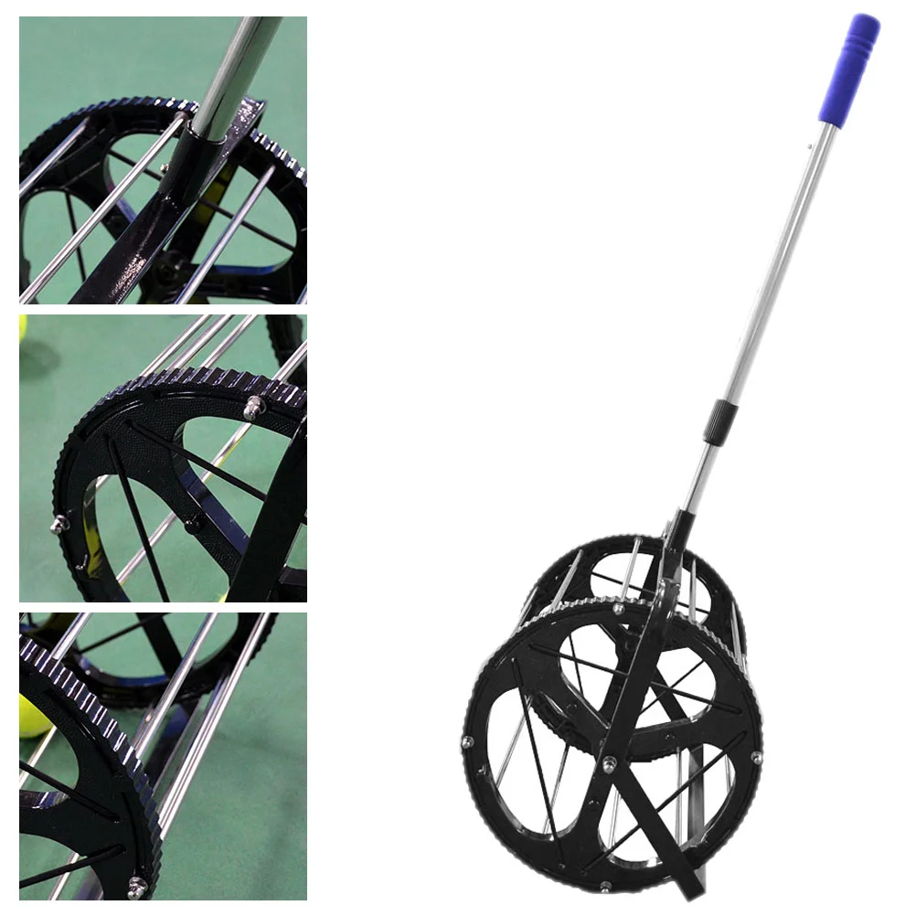 

Теннисные Мячи корзина для сбора пикапа 55 мячей емкость мяч ретривер ролик