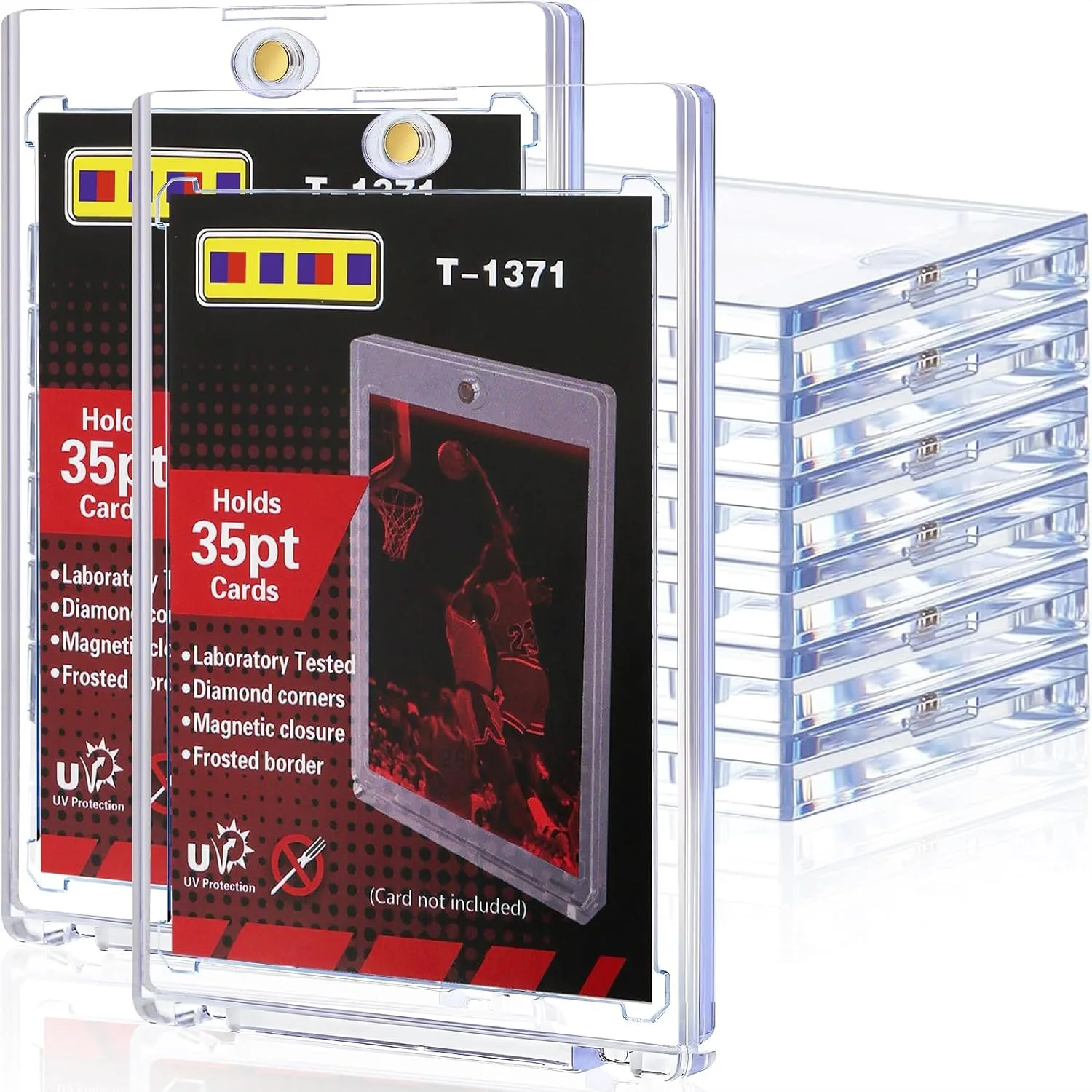 

8ct Magnetic Card Holders for Trading Cards, 35pt Hard Sleeves Case with Clear Display