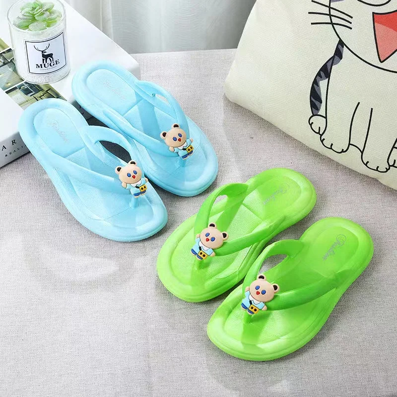 New Summer Baby Boys Girls Slippers Children PVC Cartoon Bear Print Soft Flips Flops Beachwear Outdoor Non-slip Kids Shoes