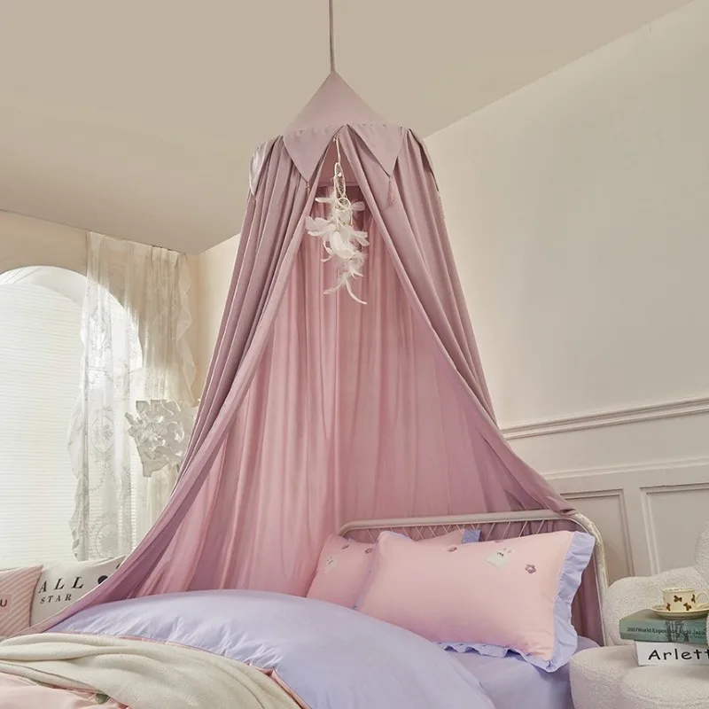 Domed Tassel Bed Curtain Children's Indoor Bed Curtain French-style Windproof Baby Headboard Shading Universal Ceiling Bed Tent