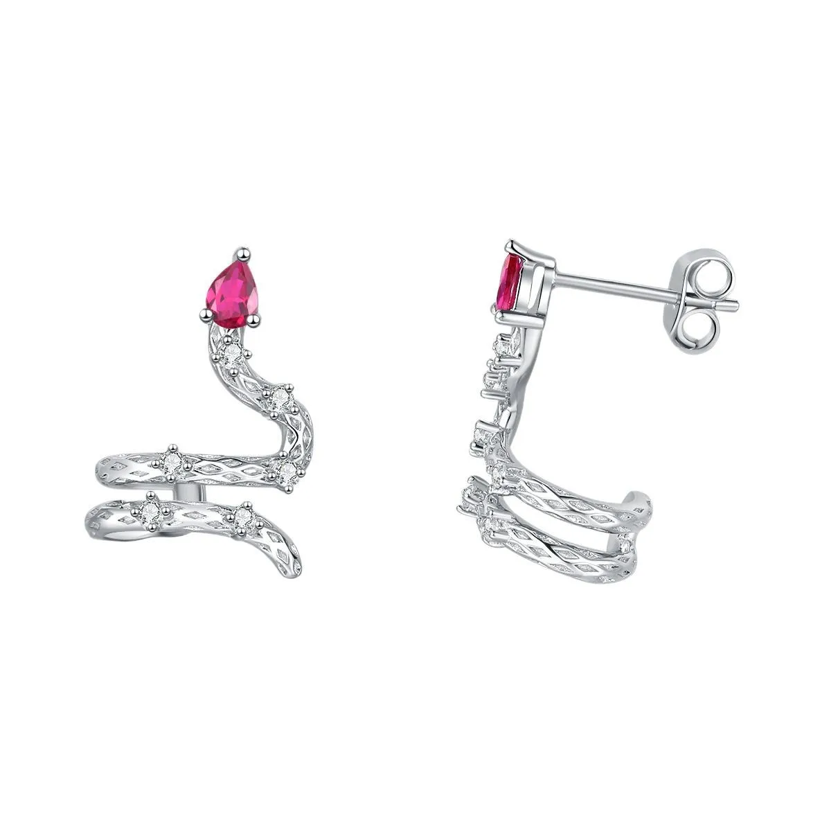 

S925 Sterling Silver Water Drop Snake Earrings Fashionable Stylish Versatile Snake-Shaped Ear Jewelry