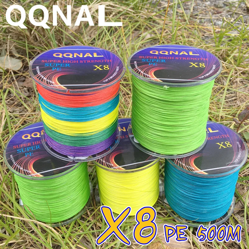 QQNAL X8 500M 300M PE Line 56LB 8-Color Braided Lines For PE Salt Water Fishing Multifilament Line Maxdrag