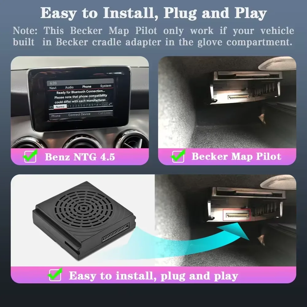 التوصيل والتشغيل وحدة Carplay اللاسلكية Android Auto Becker لمرسيدس بنز A B C E CLA GLA GLK ML Sprinter NTG4.5 BT الملاحة